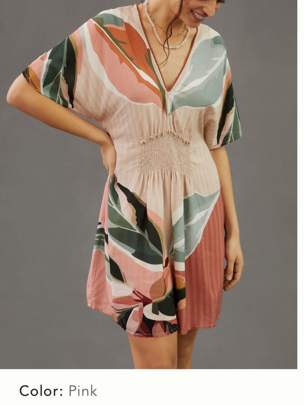 Anthropologie V-Neck Dress with Earthy Tones. Great cover up or light sun dress